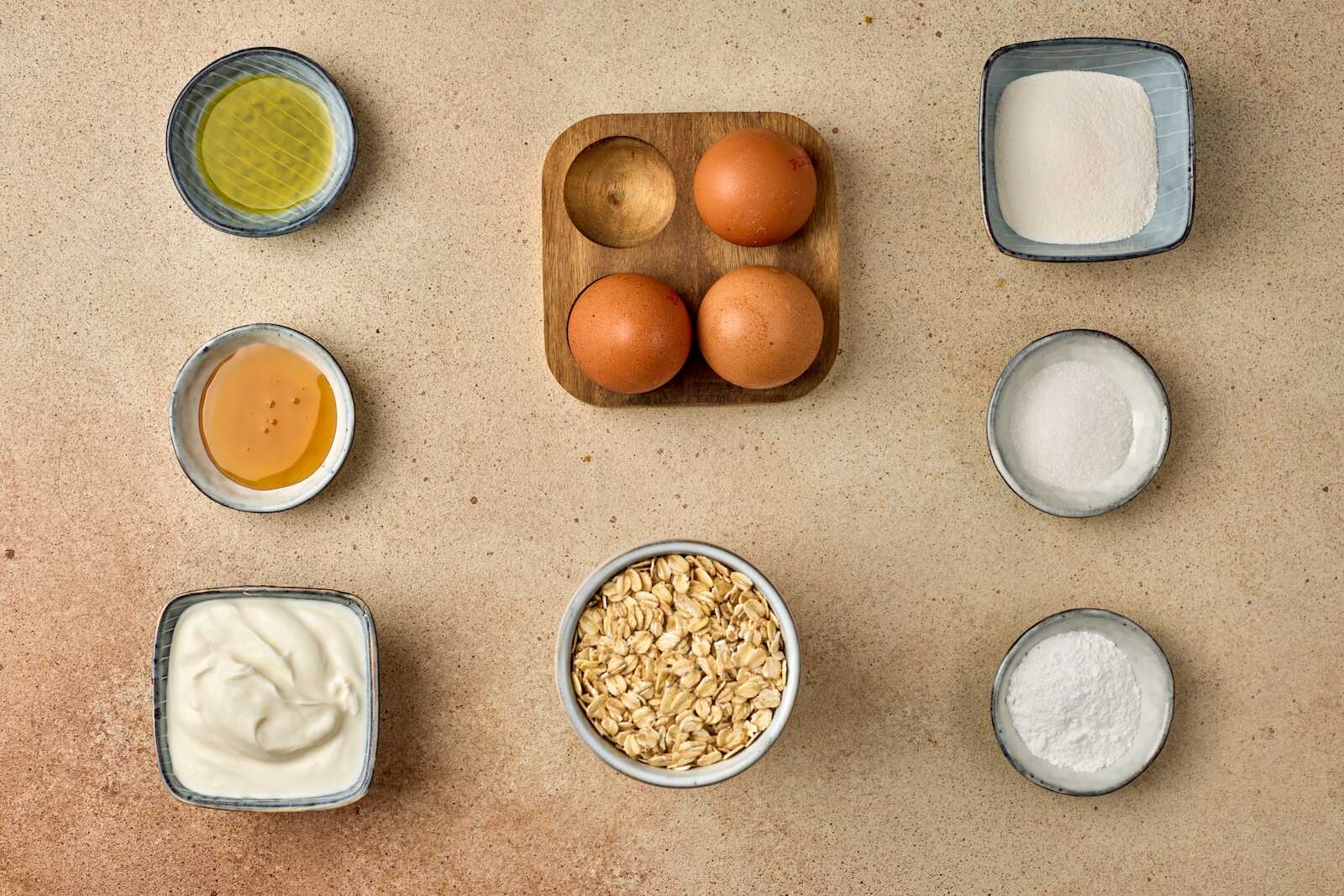 Eggs and baking ingredients for surrogacy-related cooking or nutrition.